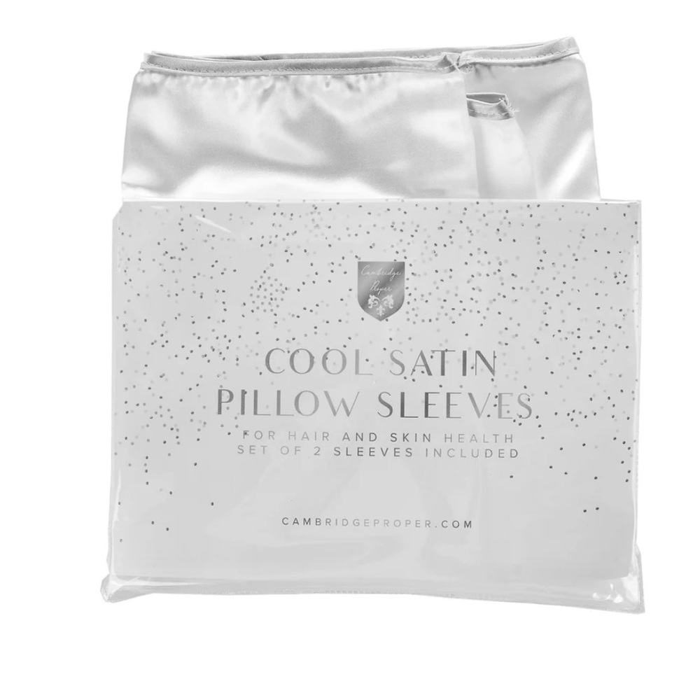 CAMBRIDGE PROPER SET of 2 Cool Satin Pillow Sleeves, Satin White
